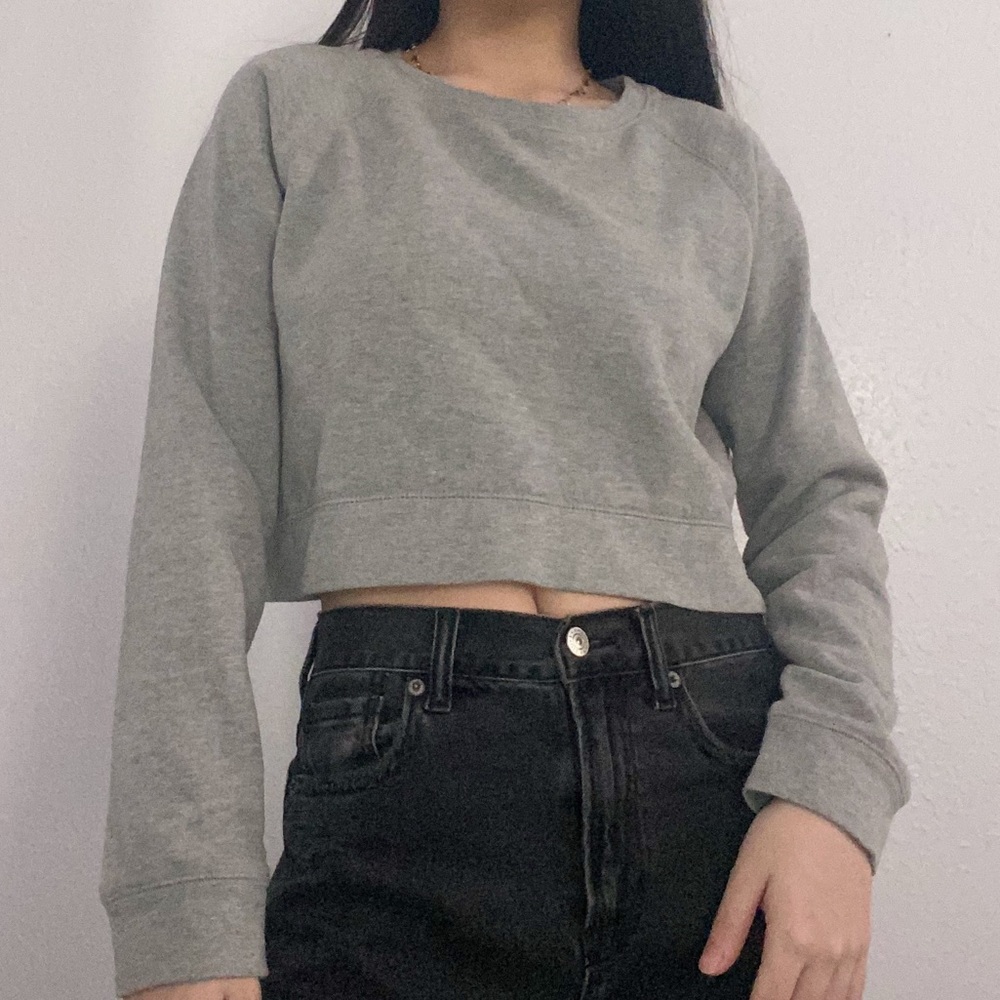 Forever 21 grey cropped French terry pullover